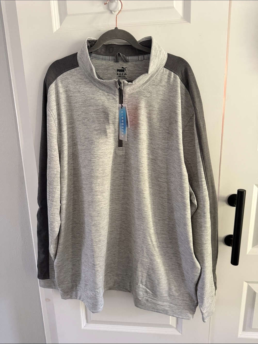 Puma Men’s Light Gray and Dark Gray Half-Zip Sweater